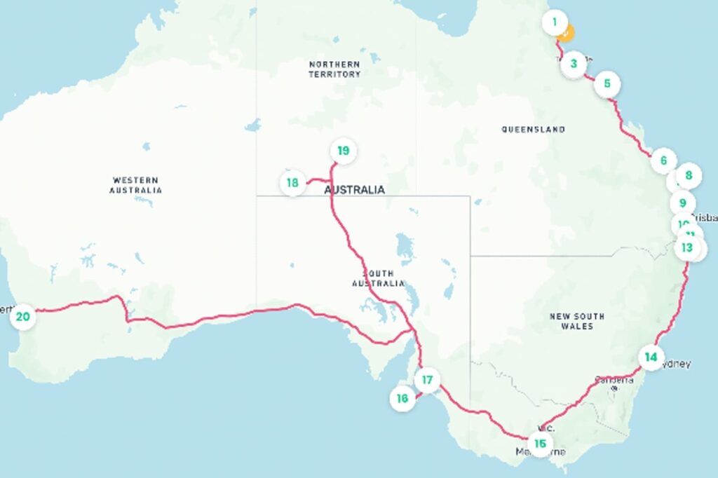 Australia Backpacking Route