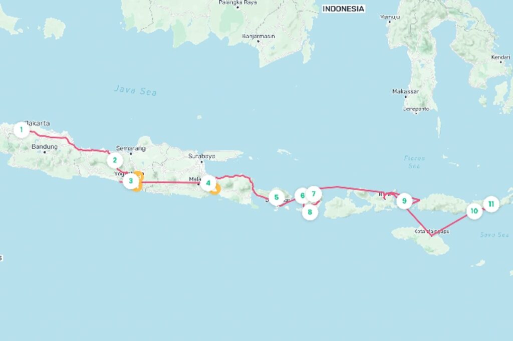 Indonesia Backpacking Route
