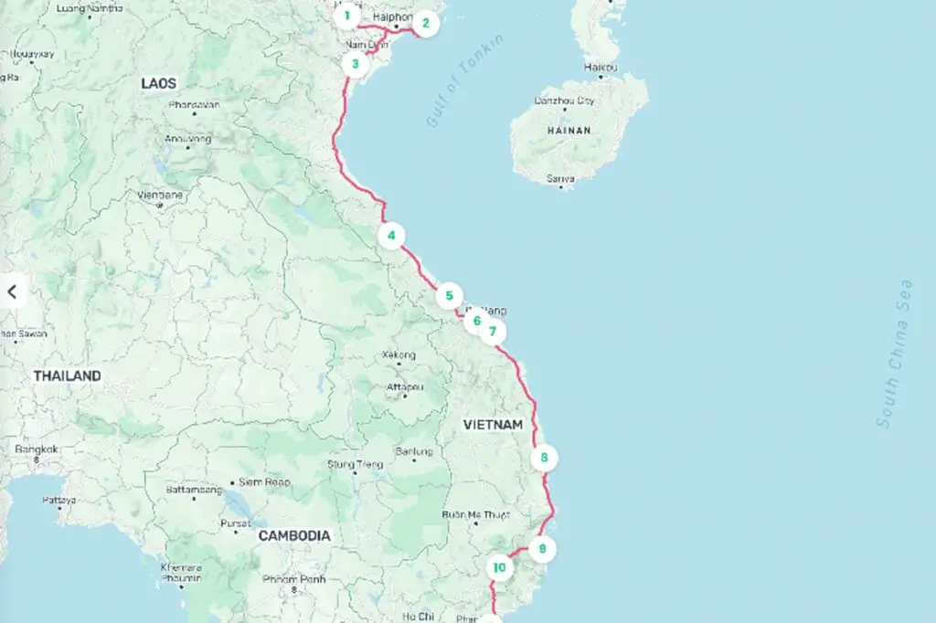 Vietnam Backpacking Route